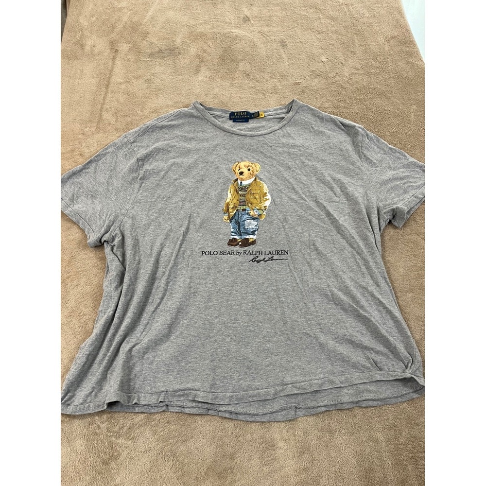 Polo Ralph Lauren Polo Bear T-Shirt Classic Fit Men's XL Gray Cotton S/S EUC